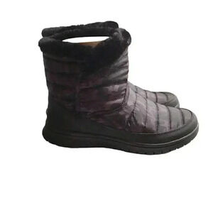 Ryka Suzy Women 6.5 WIDE Quilted Camo Water Repellant Snow Boots Black Faux Fur